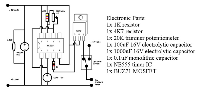 Fig 24. TARDIS lamp flasher circuit